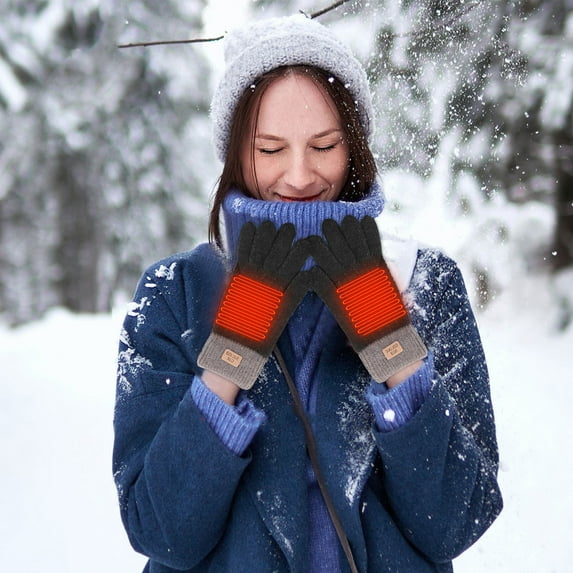 Idoravan Heated Gloves for Men Women Rechargeable ,USB Winter Men Women Fashion Cold Warm Heating Windproof Half Bare Finger Knit Gloves Black