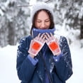 thumbnail image 1 of Idoravan Heated Gloves for Men Women Rechargeable ,USB Winter Women Fashion Cute Cold Warm Heating Windproof Half Bare Finger Knit Gloves Pink, 1 of 9