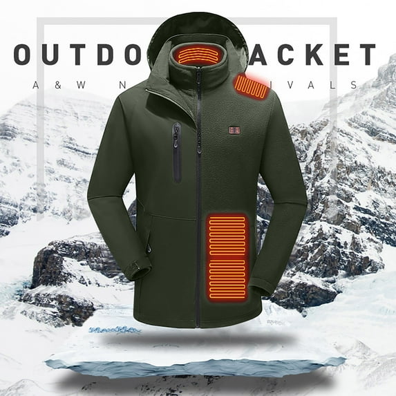Idoravan Heated Jackets for Men Clearance Outdoor Warm Clothing Heated for Riding Skiing Fishing Charging Via Heated Coat Army Green M