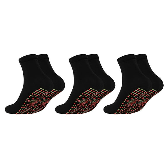 Idoravan Heated Socks for Men Women Self-heating Comfortable Stretch Durable Massage Warm and Cold-resistant Cotton 3PC Black