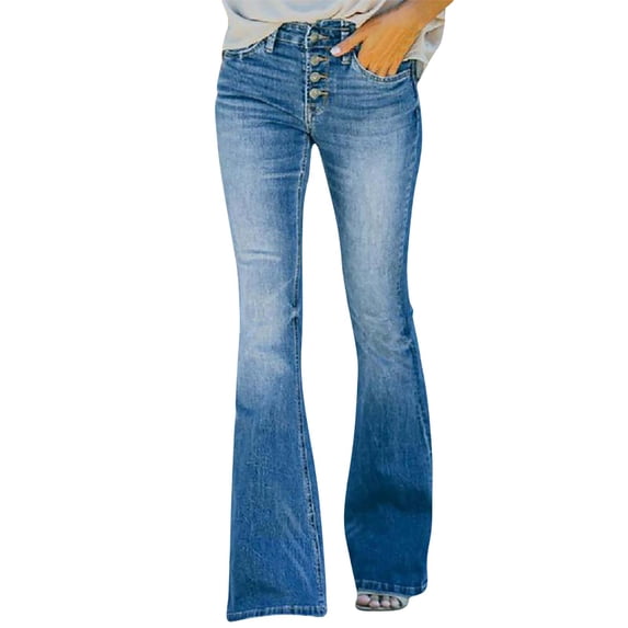 Idoravan High Waisted Jeans for Women Wide Leg Fashion Ladys High Waisted Lacing Loose And Comfortable Stretch Wide Leg Straight Pants
