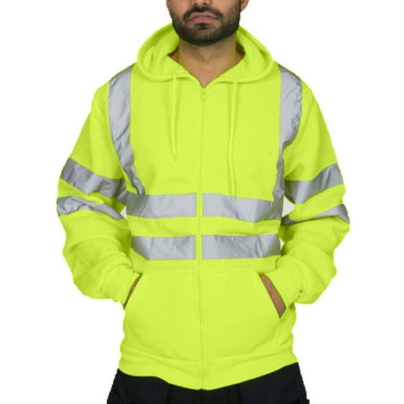 Idoravan Hoodies for Men Men's Fashion Individuality Reflective Strip Matching Color Cardigan Hoodie Coat Long Sleeve Hooded Casual Coat/jacket Green XXXL