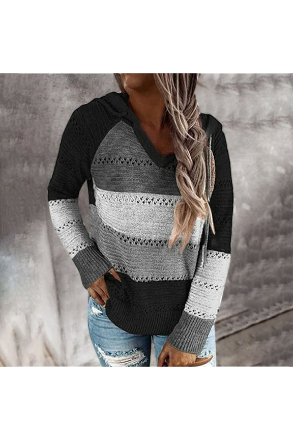 Hoodies for Women, Women's Hooded Sweatshirt, Women's Casual Christmas Printed Pullover Round-Neck Long Sleeve Buttons Blouse Tops Black S