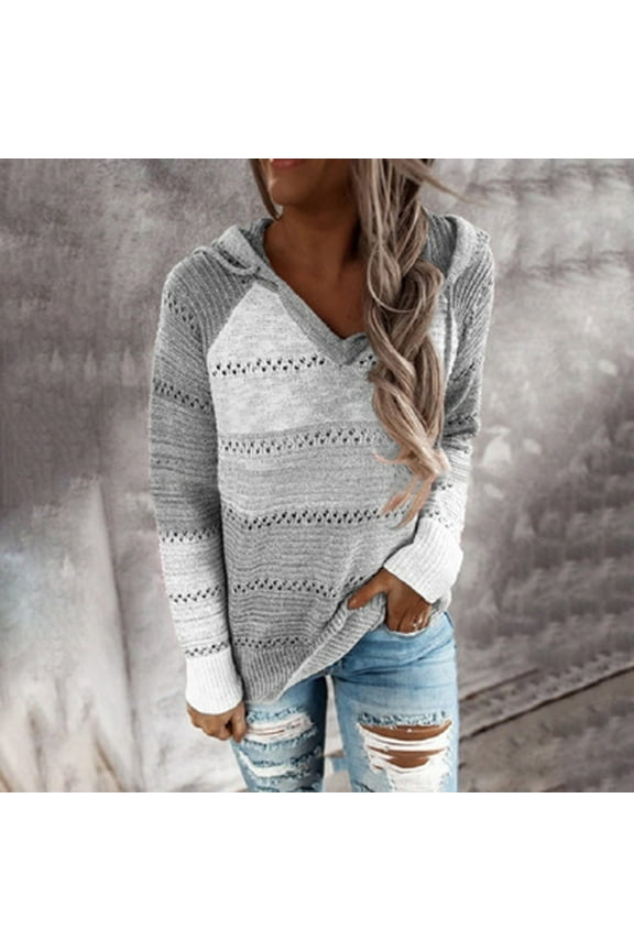 Hoodies for Women, Women's Hooded Sweatshirt, Women's Casual Christmas Printed Pullover Round-Neck Long Sleeve Buttons Blouse Tops Gray S