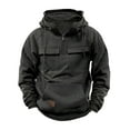 thumbnail image 1 of Idoravan Hoodies for Men Men Sweatshirt Quarter Zip Cargo Pullover Hoodies Workout Gym Sports Running Outdoor Winter Jackets Gray XXXL, 1 of 6