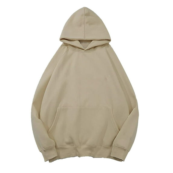 Idoravan Hoodies for Women, Women's Hooded Sweatshirt, Fashion Women's Casual Long Sleeve Round Neck Ladies Hooded Sweatshirt Beige XL
