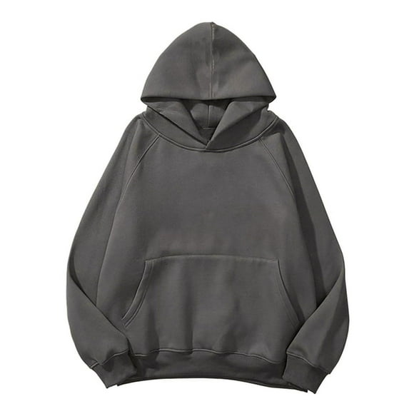 Idoravan Hoodies for Women, Women's Hooded Sweatshirt, Fashion Women's Casual Long Sleeve Round Neck Ladies Hooded Sweatshirt Dark Gray L