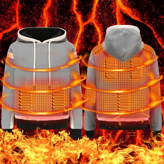 Idoravan Hoodies for Women, Women's Hooded Sweatshirt, Unisex Solid Color Comfortable Casual 9 Heating Round Neck Long Sleeved Tops Gray XL