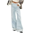 thumbnail image 1 of Idoravan Jeans for Women under $5 Fashion Women's Button Zipper Pockets Length Pants Jeans, 1 of 9