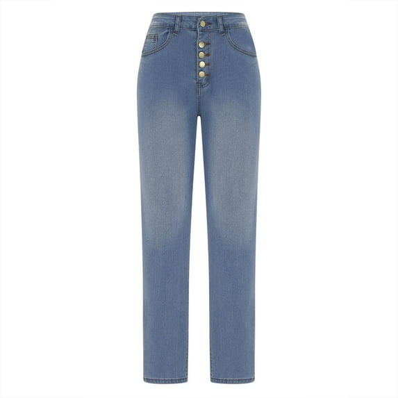 Idoravan Jeans for Women Clearance under $5 Women Fashionable High Waisted Elastic Jeans