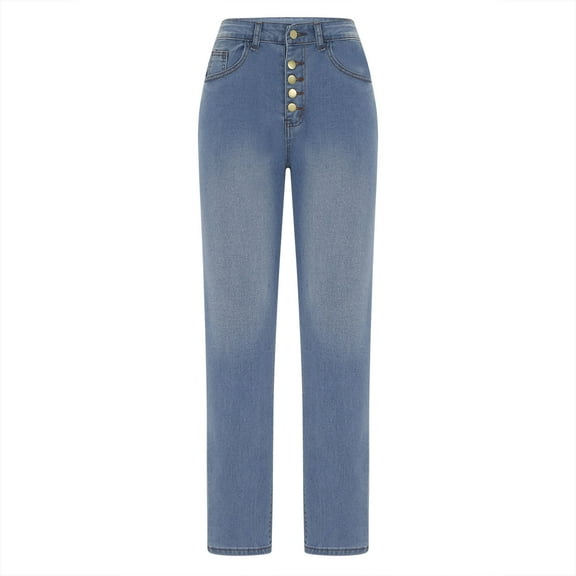 Idoravan Jeans for Women under $5 Women Fashionable High Waisted Elastic Jeans