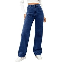 Idoravan Jeans for Women High Waisted Women's High Waist All Straight Leg Wide Leg Pants Jeans