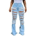 thumbnail image 1 of Idoravan Jeans for Women Ripped Women Fashion High Waist Slim Button Pants Trousers-bottom Pants, 1 of 9