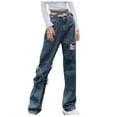 thumbnail image 1 of Idoravan Jeans for Women Straight Leg Women’s Mid Waisted Wide Leg Pants Straight Casual Baggy Trousers, 1 of 9