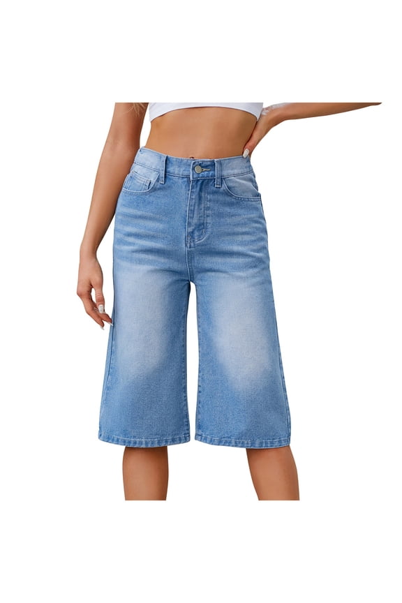 Jeans for Women Trendy Spring And Summer New Women's Button Solid Fashion Short Jeans Pants