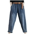 thumbnail image 1 of Idoravan Jeans for Women Trendy Women Fashion Pocket Elastic Waist Pants Full Length Pants Jeans, 1 of 5
