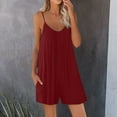 thumbnail image 1 of Idoravan Jumpsuit for Women Clearance Women Strap Jumpsuit Summer New Style Solid Color Pocket Casual Jumpsuit Female, 1 of 5