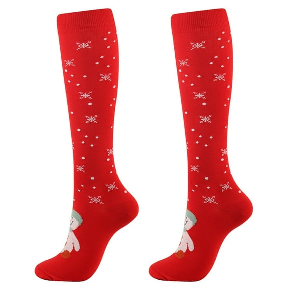 Idoravan Knit Christmas Stockings,Unisex Adults Women Christmas Print 3D Socks Warm Pressure Stockings