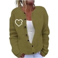 thumbnail image 1 of Idoravan Ladies Sweaters Long Sleeve V-Neck Sweaters for Women Plus Size Cardigan Button Up Women's Casual Printed Knitted Cardigan Button Coat, 1 of 5