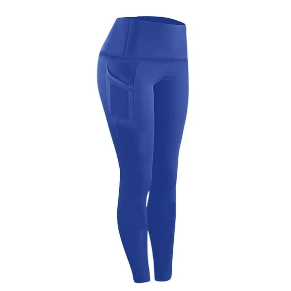 Idoravan Leggings with Pockets for Women Blue Women Workout Out Pocket Leggings Fitness Sports Running Yoga Athletic Pants