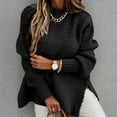 thumbnail image 1 of Idoravan Lightweight Sweaters for Women 2024 Spring Fashion Women Solid Color Long Sleeve Pullove O Neck Shirt Sweater Tops Black L, 1 of 8