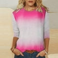 thumbnail image 1 of Idoravan Long Sleeve Shirts for Women Clearance Women's Fashion Printed T-shirt Mid-length 3/4 Sleeves Blouse Round Neck Casual Tops, 1 of 5