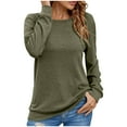 thumbnail image 1 of Idoravan Long Sleeve Shirts for Women,Ladies Clearance, Fashion Women Long Sleeve Comfortable Breathable Round--Neck Shirt Tops Army Green XXL, 1 of 8