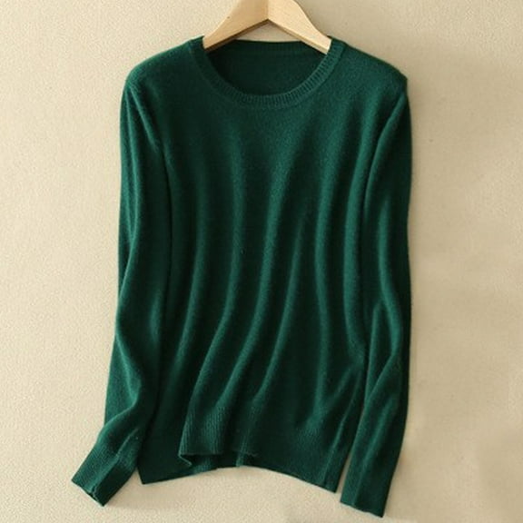 Idoravan Long Sleeve Shirts for Women,Ladies, Woman Round Neck Long Sleeve Solid Color Capless Fashion Fallow Commuting Jacket Army Green S