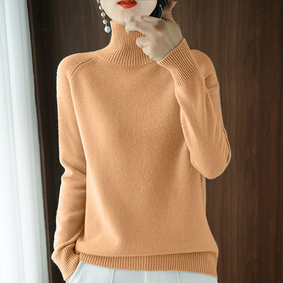 Idoravan Long Sleeve Shirts for Women,Ladies, Women's Fashion R-Neck Long Sleeve Loose Solid Color Blouse Gold XL