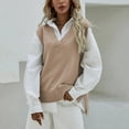 thumbnail image 1 of Idoravan Long Vest for Women Sleeveless,Ladies Vest Vest Sweater Slim V-Neck Vest Knit Sweater Ladies Sleeveless Hooded Casual Jacket Khaki, 1 of 6