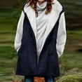 thumbnail image 1 of Idoravan Long Vest for Women Sleeveless,Women Winter Solid Plus Velvet Coat Sleeveless Horn Buckle Pocket Over Coat Tops Navy M, 1 of 5