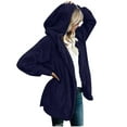 thumbnail image 1 of Idoravan Look！Winter coat for Women on Sale Women's Oversized Open Front Hooded Draped Pockets Cardigan Coat Blue, 1 of 8