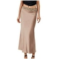 thumbnail image 1 of Maxi Skirts for Women 2025 Women's Solid Color Lace Waist ing Satin Skirt, 1 of 3