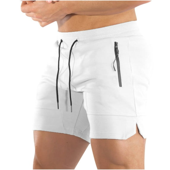 Idoravan Mens Casual Solid Fitness Shorts Elastic Waist Quick-drying Sports Pants