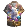 thumbnail image 1 of Idoravan Mens Shirts Casual Stylish Mens Shirts under $5.00 Men's Casual And Fashionable Easter Printed Short Sleeved Button Up Collared Shirt Top, 1 of 5