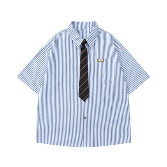 Idoravan Mens Shirts Casual Stylish Mens Shirts Clearance under $12 Men's Vintage Casual Stripe Button Lapel Fashion Long Sleeve Shirt