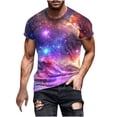 thumbnail image 1 of Idoravan Mens Shirts Casual Stylish Mens Shirts under $5.00 Men's Casual Sky Printed Round Neck Short Sleeved T-shirt Top, 1 of 5