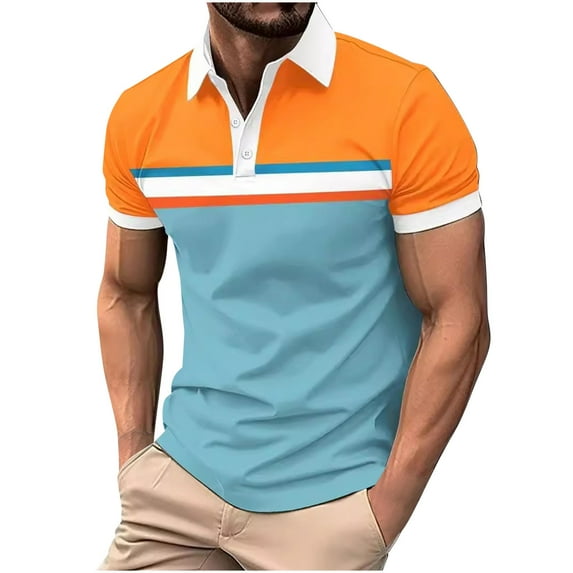 Idoravan Mens Shirts Short Sleeve T Shirts Summer Clothes for Men Men's Casual T-shirt Solid Color Turndown Collar Short Sleeve Blouse