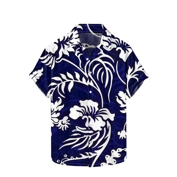 Idoravan Mens Shirts Short Sleeve T Shirts Summer Clothes for Men Men's Printed Hort Sleeve Turndown Collar Blouse