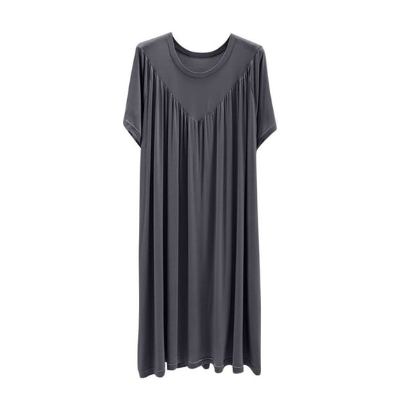 Idoravan Night Gown for Women Women's Casual And Fashionable Pleated Solid Color Large Size Pajama Skirt Long Pajama Skirt