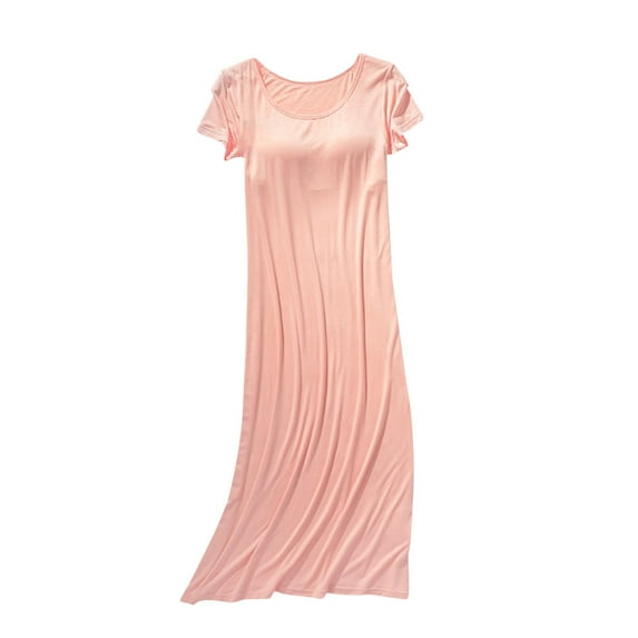 Idoravan Nightgowns for Women Short Sleeve Women's Fashion Short-sleeved Thin Home Pajama Dress Thin Long Nightdress