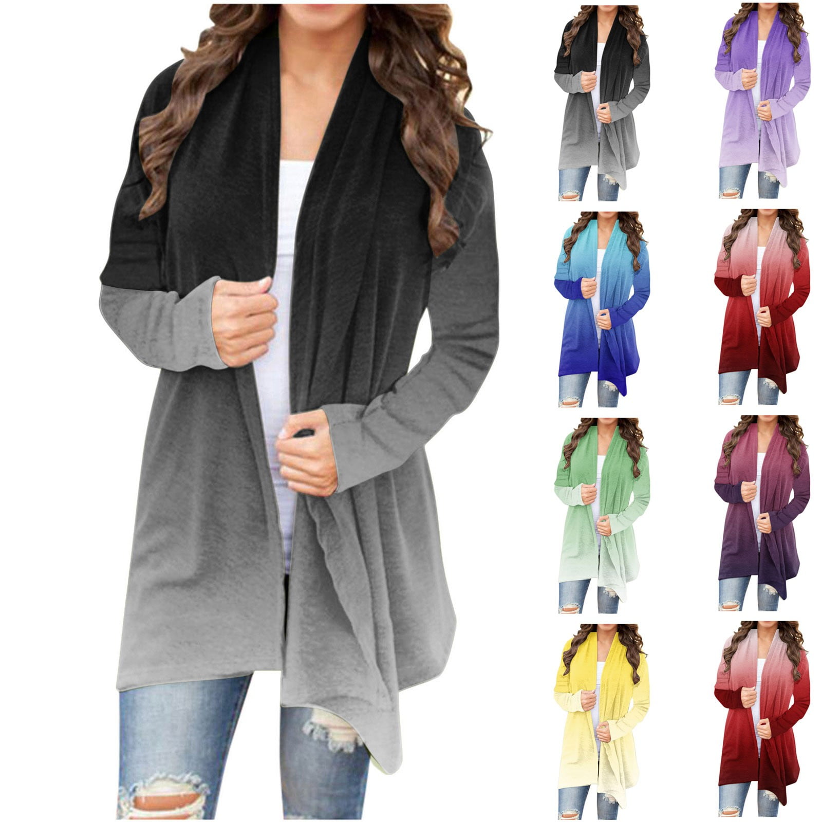 Idoravan Off Clear Cardigans for Women Trendy Women's Fashion Gradient ...