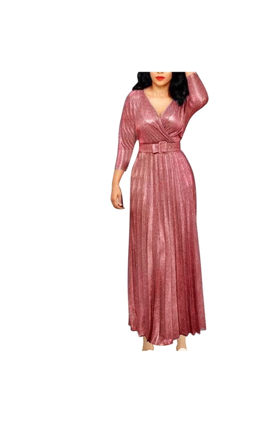 Party Dresses for Women 2023 Women's Clothing Temperament Commuting Fashion Long Sleeve Hot Stamping Pleated Big Skirt Dress