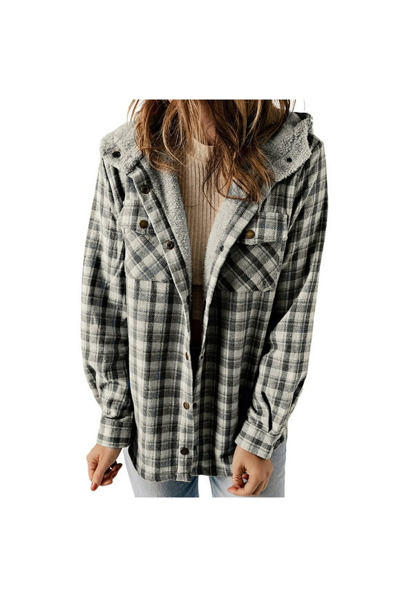 Plaid Shirts for Women Winter Jacket Clearance Women's Large Collar with Lace Up Waistband Leather Jacket with Patchwork Slim Fitting Long Sleeved Jacket Gray S