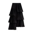 thumbnail image 1 of Idoravan Pleated Skirts for Women Plus Size Womens Pleated Gauze Knee Length Skirt Adult Dancing Skirt Black, 1 of 3