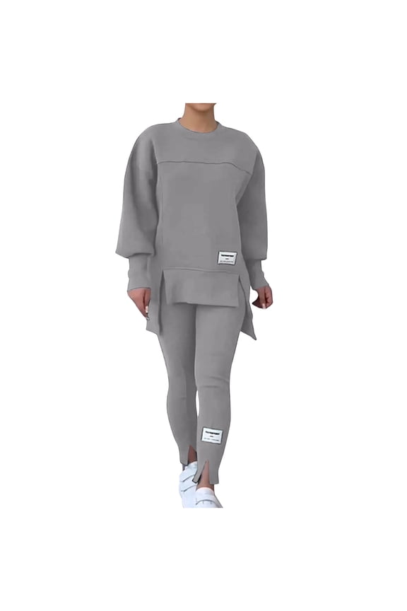 Plus Size Sweatsuits 2Pcs Sets Womens Women Sweat Suit Hoodie And Leggings Casual And Comfortable Sweatshirt 2 Piece Suit Gray