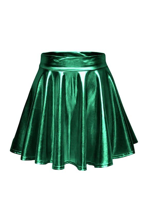 Shiny Skirts for Women Ladies' Hot Stamping Pleated Skirt Plus Size Girls' Sports and Casual Short Skirt Waist Cinching Umbrella Skirt