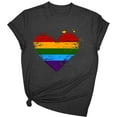 thumbnail image 1 of Idoravan Shirts for Women Women's Rainbow Print Heart Shaped Shirt Short Sleeved T-shirt, 1 of 3