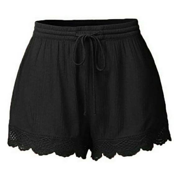 Idoravan Shorts for Women Fashion Women Lace Plus Size Rope Tie Shorts Yoga Sport Pants Leggings Trousers