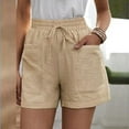 thumbnail image 1 of Idoravan Shorts for Women Women's Loose Wide Leg Pants High Waist Straight Pants Casual Cotton Linen Shorts, 1 of 5